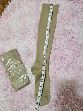 Brand New 2 Pairs Beige Knee-High Compression Socks (Size S/M, ~20 Inches)
